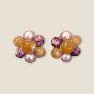 Vintage Beaded Clip on Earrings